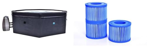 N NETSPA - Spa New - Octopus - Semi-Rigide Octogonal 4+2 Places - SP-OCT165B & SP-N1408778 Antibactérienne Spa Filtration Cartouches, 10.5cm x 11cm x 24cm, Lot de 3