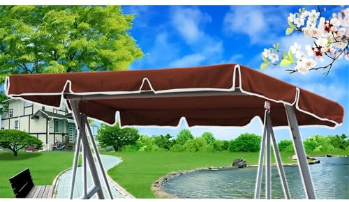 YYJAILZQ Hollywoodschaukel Dachbezug 210x145, Ersatzdach Hollywoodschaukel Dach, Sonnendach für Hollywoodschaukel Wasserdicht (Braun)