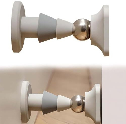 EnixwH Magnetischer Türstopper aus Silikon, Durchschlagfreier Magnet für Boden oder Wand, Türhalter für Schlafzimmer Bad Büro (Grau)