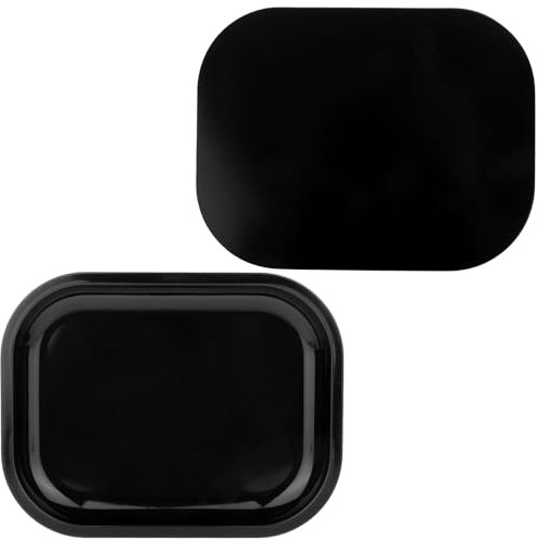 ElevateTech Bandeja de metal negro mate con tapa magnética suave de PVC, 7 x 5.5 pulgadas, elegante bandeja rodante decorativa para el hogar