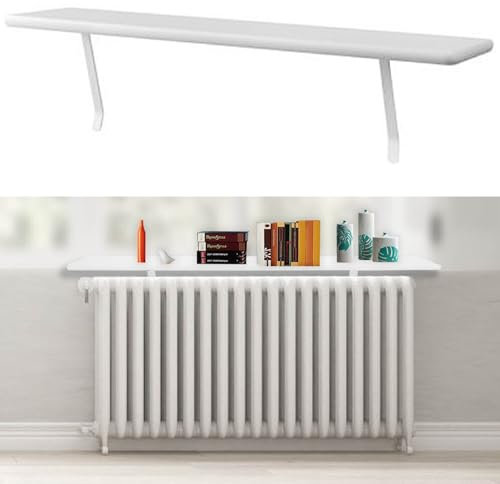 JUNHAO-SHOP White Radiator Shelf, Over Radiator Shelf, 90 cm Radiator Shelf No Drilling MDF Floating Shelf with Brackets Screws for All Radiator