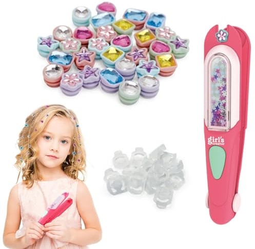 XPEX Haarschmuck mädchen Glitzer haare Glitzersteine haare Diamond Hair Machine Hair Gemstone Styler Hair Glitter Machine Haare Glitzersteine Maschine with 24 Hair Gems Haar Glitzer Gerät