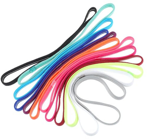 YUXIANLB 12 Stück Sport Stirnbänder rutschfeste Atmungsaktive Elastische Schweißbänder für Fitness Laufen Joggen Basketball Tennis Radfahren Yoga Hochwertig Hautfreundlich Gegen Schweiß im Gesicht