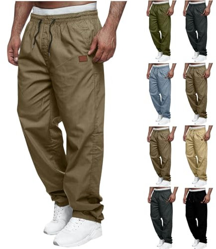 Shznruwy Sommerhose Herren Leicht Stretch Chino Hose Slim Fit mit Gummibund Stoffhose Sommer Elegant Freizeithose Modern Anzughose Casual mit Gummizug Hose