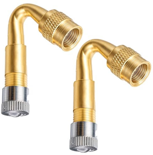 Bremorou 2 Stücke Winkel Ventil Verlängerung Reifenventil Adapter Ventilverlängerung Autoventil Ventil Winkelventil Reifenventilverlängerung für LKW Auto Motorrad Fahrrad Scooter