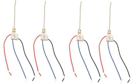 AUTSUPPL 4 pièces Interrupteur à Tirette Électrique pour Ventilateur Plafond et Applique Murale Vitesses et Facile à Utiliser avec Bornier Filiaire