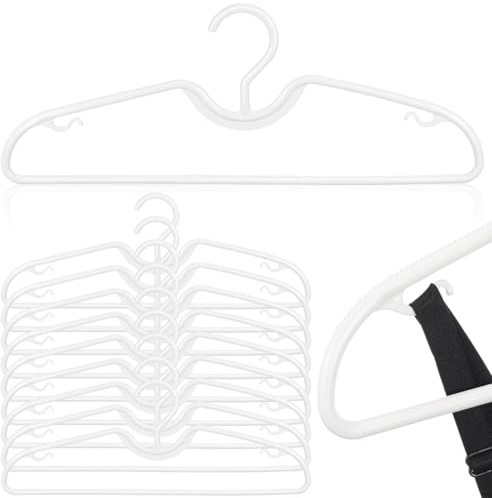 Toyvian - Juego de perchas de cuello corto de plástico antideslizantes, ahorro de espacio vertical para camisas, chaquetas y prendas ligeras, organización del vestidor, 10 unidades