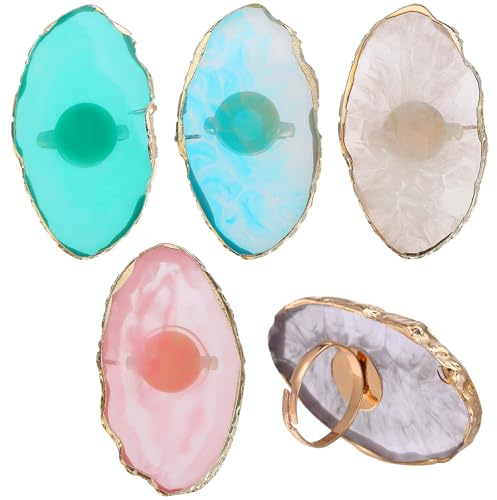 MUSISALY Anello per Manicure in Resina Verde 5 Pezzi Palette per Unghie, Strumento Professionale per Tenere Pigmenti per Uso Domestico Art Stili multipli
