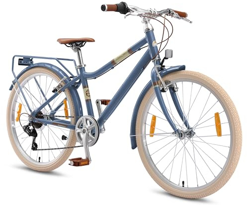 BIKESTAR Alu Kinderfahrrad ab 9-10 Jahre | 24 Zoll City Bike, 7 Gänge, V-Bremse | Risikofrei Testen