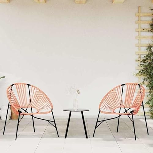 Eleganz Gartenstuhl Eiform Schwarz Orange PE-Rattan - Moderner Gartensessel mit pulverbeschichtetem Stahlgestell - Wetterbeständig & bequem für Terrasse und Garten