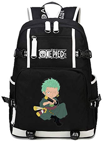 WANHONGYUE One Piece Roronoa Zoro Anime Bolsa para la Escuela Estudiante Backpack Escolar Mochila para Portátil Negro-7