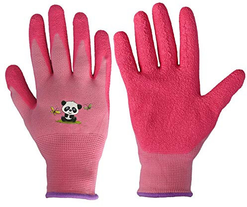 KALEAS Kinder Gartenhandschuh Arbeitshandschuh Strickhandschuh mit Latexbeschichtung rutschfest atmungsaktiv ab 3 Jahren 1 Paar (23012) (4 (3-6 Jahre), rosé-pink)