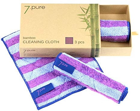 7.pure Bambus Putzlappen & Putztücher | 3 Stück | 20 x 25 cm | ohne Putzmittel | Reinigen ohne Fusseln | Waschbar | Putzschwamm, Tücher