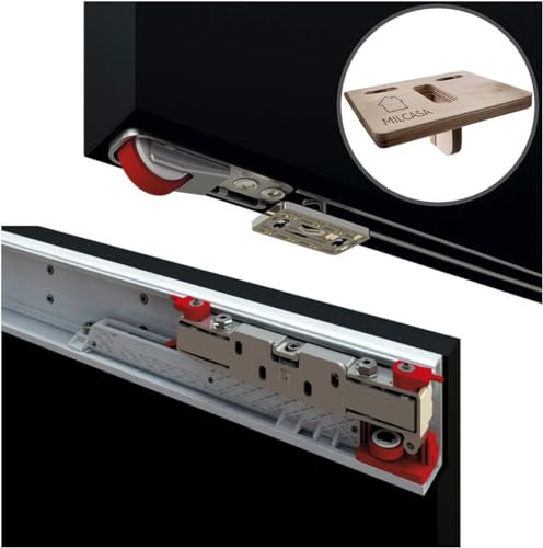 Milcasa Magic 2 (1100) - Sistema Porta Galleggiante - Kit Binario Scorrevole Pro Grade - Made in Italy - Design Brevettato - Ferramenta Discreta Scorrevole Stile Porta Fienile - Facile da Installare