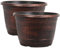 Muddy Hands Copper Wooden Barrel Effect Plant Pot Round Plastic Planter Outdoor Garden Flower Tree Herb (2, 25.8 Litre)