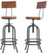 BOKKOLIK Set mit 2 industriellen Barhockern mit Rückenlehne, drehbarer Holzsitz, Barhocker, höhenverstellbar, 66–81,8 cm, Kücheninsel, Esszimmerstuhl