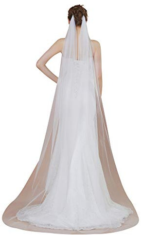 BEAUTELICATE Brautschleier Hochzeitsschleier Drapieren Boho Schleier Für Braut Hochzeit Schnittkante Kapellelänge Weiß Elfenbein Mit 2 Metallkämme