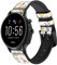 Pastel Flowers Pattern Leather Smart Watch Band Strap For Fossil Hybrid Smartwatch Nate, Hybrid HR Latitude, Hybrid Smartwatch Machine Size (24mm)