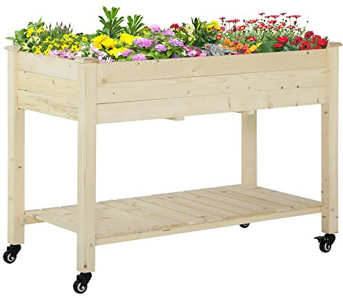 Outsunny Huerto Urbano Mesa Elevado Portátil para Cultivo en Jardín Terraza Mesas de germinación, Multicolor, Único