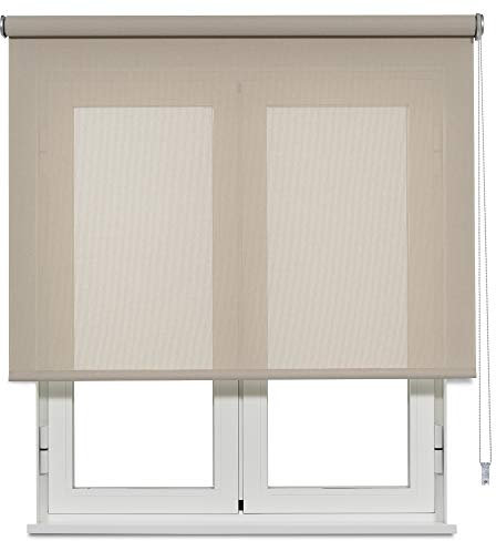 VIEWTEX Seitenzugrollo Screen 10% Öffnungsgrad Leinen Sand 150 x 250 c 5 Jahre Garantie