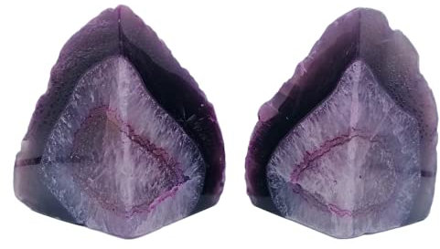 Geode Buchstützen 1,4-1,8 kg Dekorative Schwere Kristall Stein Buchstützen für Regale gefärbt lila 1 Paar