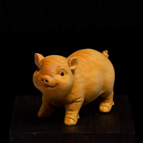 Statue Dekoration Skulpturen Nettes Schwein Tier Chinesischer Buchsbaum Schnitzen Ornamente