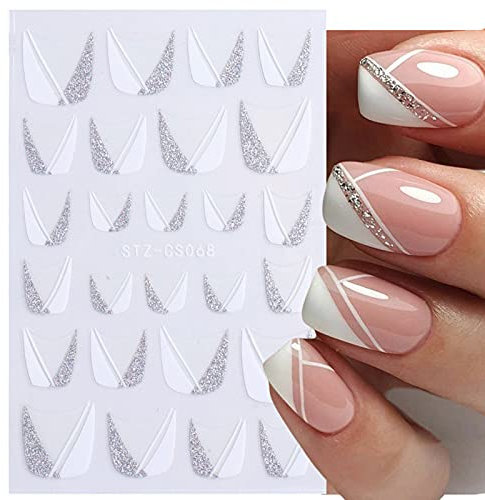 Nagelsticker, Nagelaufkleber Selbstklebend Nagelkunst Sticker Selbstklebende 3D Nagel Aufkleber Linie Nail Maniküre Sticker Schöne Mode Tattoo Abziehbilder DIY Nail Art Dekoration 1 Blatt F
