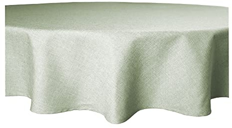 Tischdecke rund Leinenoptik Lotuseffekt Tischwäsche Wasserabweisend Tischtuch Fleckenabweisend Bügelfrei Abwischbar Waschbar Innen und Außen Perleffekt (140 cm, Hellgrün)