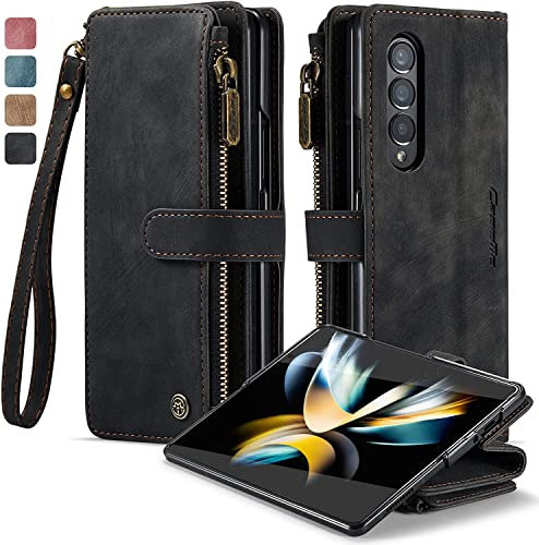 SeNool Hülle Kompatibel mit Samsung Galaxy Z Fold 4 5G, Klapphülle Handyhülle mit [Kartenfächer] [Ständer Funktion] [Magnetverschluss], Schutzhülle für Galaxy Z Fold 4 5G - Schwarz