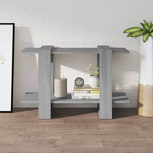 Tidyard Bücherregal Raumteiler Bücherschrank Beistellschrank Ständer Standschrank Flurregal Aufbewahrungsregal Highboard Vielseitige Regal Mehrzweckschrank, Grau Sonoma 80x30x51 cm