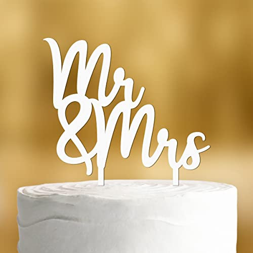 Cake Topper Mr & Mrs [Schriftzug] - Acryl Weiss - Hochzeitstorte Hochzeit deko torte Kuchen deko Tortendeko Tortenstecker Tortenaufsatz Tortendekoration Tortenstecker