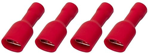 100 Flachsteckhülsen vollisoliert 4,8 x 0,8mm rot für 0,5-1,5mm² Kabel Isolierte Quetschverbinder Steckverbinder vollisoliert Flachstecker KFZ für Elektrogeräte oder Werkstätten WeltiesSmartTools