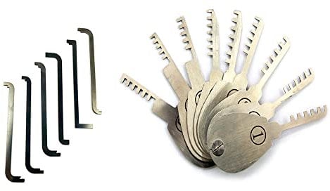 TPM Go 9 x Kammschloss-Werkzeuge mit 6 Spannschlüsseln, tolles Lockpick-Set für Türschloss