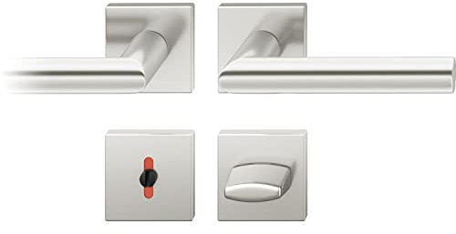 FSB Drückergarnitur 12 1076 ASL auf Rosette eckig WC DIN, silber eloxiert