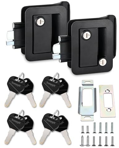 Engineering Kunststoff-Türschloss, Wohnmobil-Türschloss, Ersatzteil, passend für 9,3 x 7,5 cm großes Loch, für Wohnmobil, Wohnmobil, Eingangstür, 2 Schlösser + 8 Schlüssel