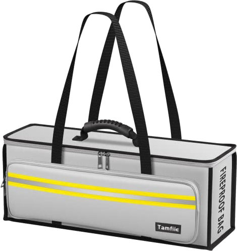 Tamfile Lipo Battery Safe Bag, Fireproof Explosionproof 19.3''×5.5''×7'' Large Capacity Lipo Battery Storage Guard Safe Bag for Ebike Battery Charging, Storage and Transport