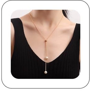 Yienate Collana Di Perle Nappe Catena D'oro Serpente Ossea Due Fili Collana Di Perle Ciondolo Dichiarazione Nuziale Y Collana Lariat Collana Lunga Scorrevole Collana Bolo Gioielli Per Donne E Ragazze