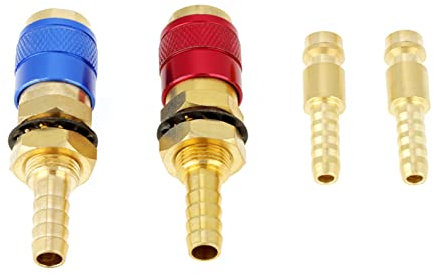 2 Stück 8mm Raccord Rapide Chalumeau-Adapter, Wassergekühlt und Gas Schweißgas-Schnellverschluss, Schnellverbinder für WIG-Schweißbrenner