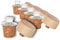 5er-Pack Kunststoff-Ausgießer mit Holz-Deckel und Kork-Stopfen | schmal | geeignet für Öl, Essig, Spirituosen oder Liköre