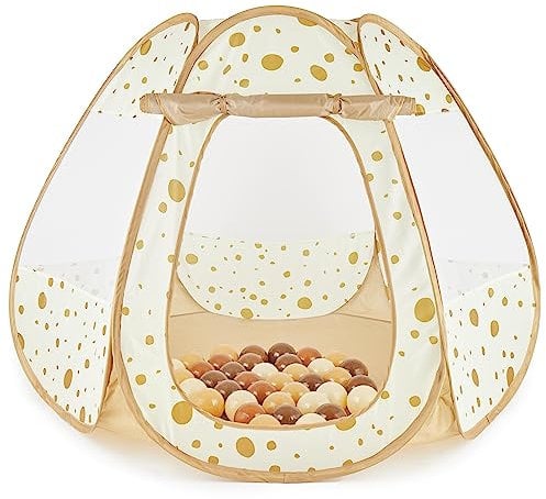 Bieco Kinderzelt für Drinnen Pop up Dots | inklusive 50 Bälle | Prinzessin | Zelt Kinder | Spielzelt Mädchen | Princess Tent | Bällebad | Kinderspielzelt Mädchen | Spielzelt Kinderzimmer