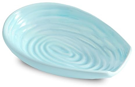 Spoon Rest for Kitchen Counter, Ceramic Cooking Spoon Holder for Stove Top, Porcelain Utensil Rest for Spatula, Ladle, Tong and Spoon, Modern Kitchen Accessories Decor, Teal