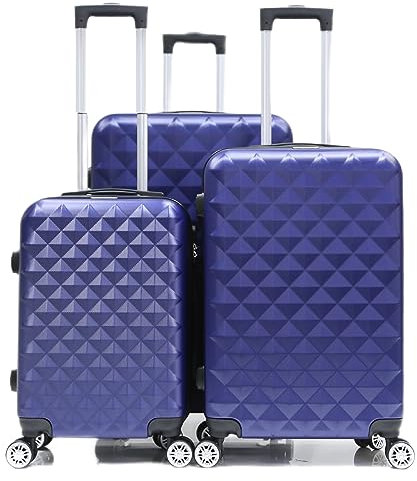 COFI 1453 Reisekoffer Koffer 3 TLG Hartschale Trolley Set Kofferset Handgepäck Gepäck Reisetasche ABS-07 Lila