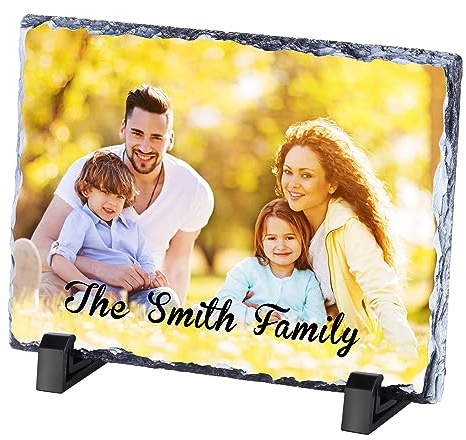 WACAR Personalised Slate Photo 15x20cm Rock Slate Picture Personalised Photo Gift for Her Him Custom Memorial Gifts for Birthday Anniversary Christmas Wedding Mothers Day