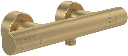 Villeroy & Boch Universal Taps & Fittings Badewannenthermostat, Badewannenarmatur mit Verbrühschutz und Sicherheitssperre bei 38°, Mischbatterie Badewanne Aufputz, rund, Brushed Gold