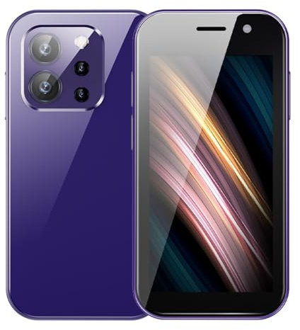 Zephyrion Mini Smartphone 4G débloqué 3.0 inches, Android 9.0, Dual SIM, Face Unlock, 2000mAh Battery, 200W+500W Camera, GPS/WiFi, Christmas Birthday Gift (Violet, 2+16GB)
