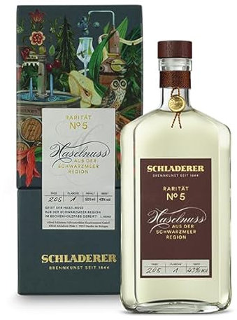 Schladerer Rarität No. 5 Haselnuss Edelbrand (43% vol) - ein Klassiker aus der Schwarzmeer Region, premium Handarbeit in exklusiver Geschenkpackung - RAR. HOCHWERTIG. WERTVOLL. (1 x 0.5l)