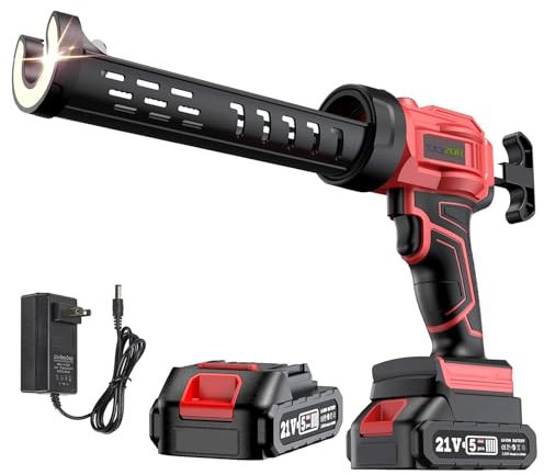 21V Akku Kartuschenpresse Elektrische Kartuschenpistole mit 4 Geschwindigkeiten und LED-Licht, silikonspritze für Abdichten, Spachteln, Abdichten (Nur eine Batterie)