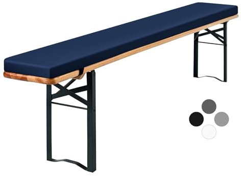 Showgeous Bierbankauflage Gepolstert für Bierzeltgarnitur Bankauflage 220x25x3cm XL Waschbare Bierbankauflagen Gepolstert Auflage für Biertisch & Partyzeltgarnitur(Navy Blau,Wasserabweisend)