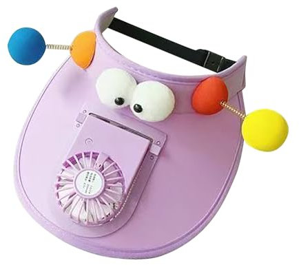 Sommer Ventilator Mütze,Niedliche Augen breite Krempe Schirmmütze mit wiederaufladbarem Ventilator,Sonne verstellbare Schnalle Hüte für Frauen & Kinder (Lila, Einheitsgröße)