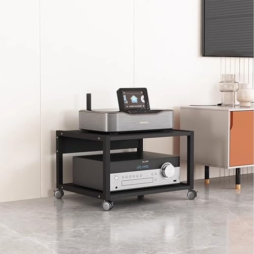 mobile per altoparlanti Supporto multimediale audio-video piccolo a 2 livelli con ruote, Casa/Ufficio Supporto per giradischi ad angolo Rack e supporti stereo Mobiletto, scaffale multifunzionale da cu